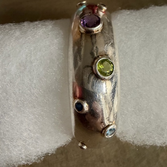 Sterling silver multi gemstone cuff bracelet - Picture 3 of 9